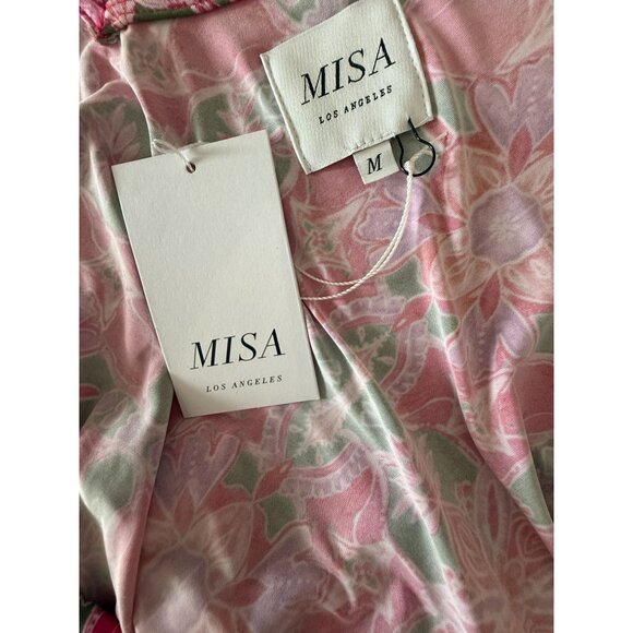 Misa Los‎ Angeles Pink Carlotta Ruched Maxi Dress Plunge Neckline Cutouts M - Picture 7 of 15